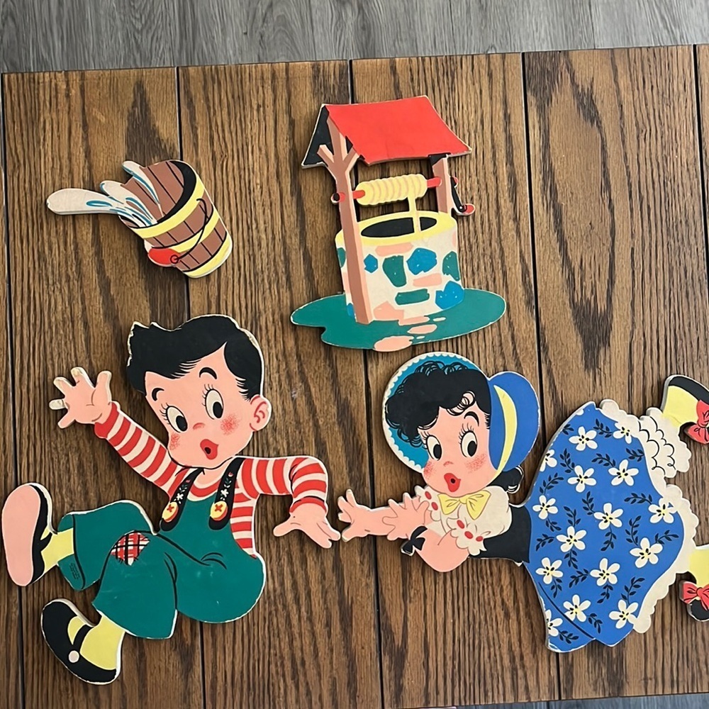 Jack and Jill 1950 cardboard decals for baby’s room